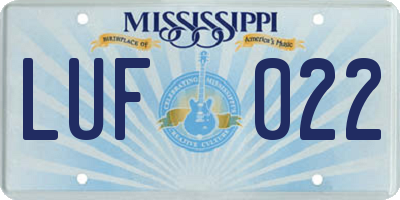 MS license plate LUF022