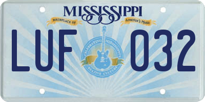 MS license plate LUF032