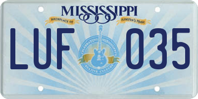 MS license plate LUF035