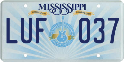 MS license plate LUF037