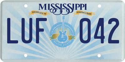 MS license plate LUF042