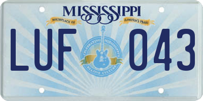 MS license plate LUF043