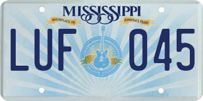 MS license plate LUF045