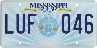 MS license plate LUF046