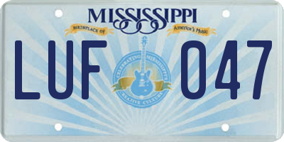 MS license plate LUF047