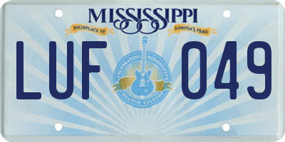 MS license plate LUF049