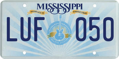 MS license plate LUF050