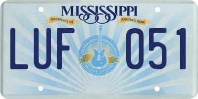 MS license plate LUF051