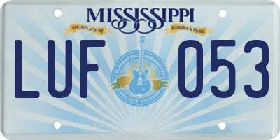 MS license plate LUF053