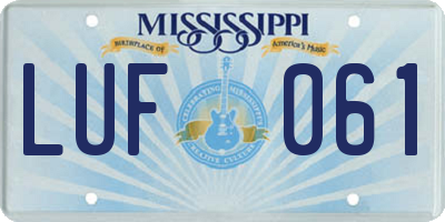 MS license plate LUF061