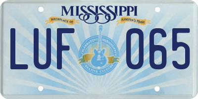 MS license plate LUF065