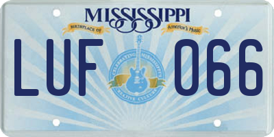 MS license plate LUF066