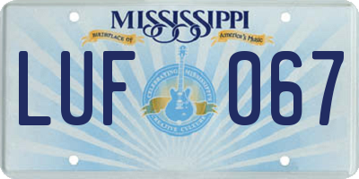 MS license plate LUF067