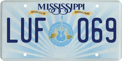 MS license plate LUF069