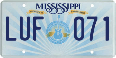 MS license plate LUF071