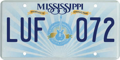 MS license plate LUF072