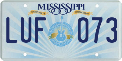 MS license plate LUF073