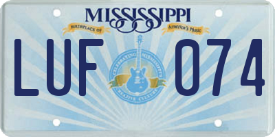 MS license plate LUF074