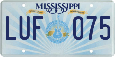 MS license plate LUF075