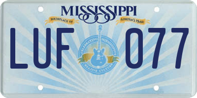 MS license plate LUF077