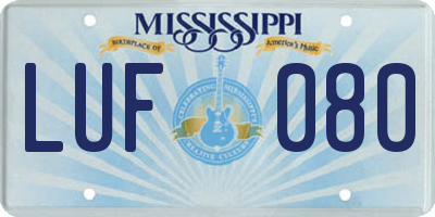 MS license plate LUF080