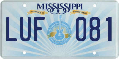MS license plate LUF081