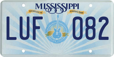 MS license plate LUF082