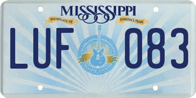 MS license plate LUF083