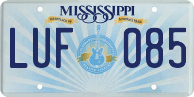 MS license plate LUF085