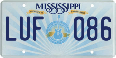 MS license plate LUF086