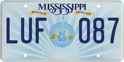 MS license plate LUF087