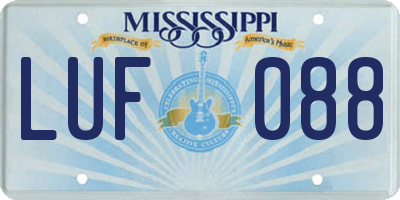 MS license plate LUF088