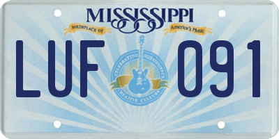 MS license plate LUF091