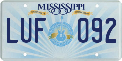 MS license plate LUF092