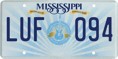 MS license plate LUF094