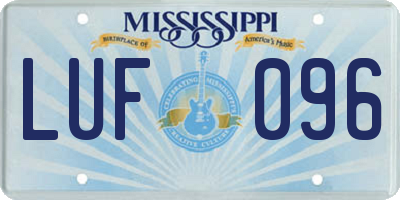 MS license plate LUF096