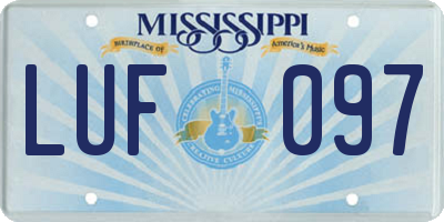 MS license plate LUF097