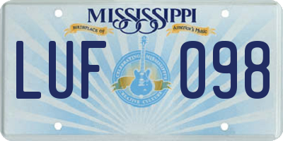MS license plate LUF098