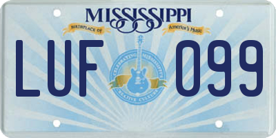MS license plate LUF099