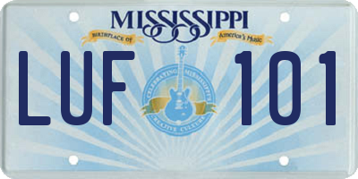 MS license plate LUF101
