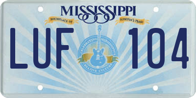 MS license plate LUF104