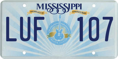 MS license plate LUF107