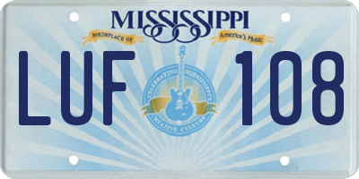 MS license plate LUF108