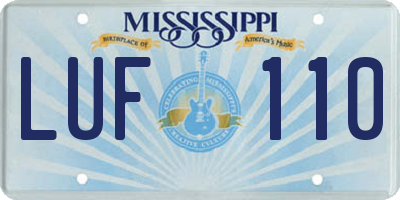 MS license plate LUF110