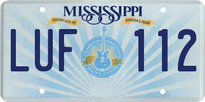 MS license plate LUF112