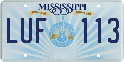 MS license plate LUF113