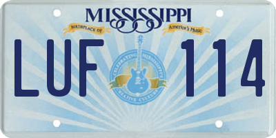 MS license plate LUF114