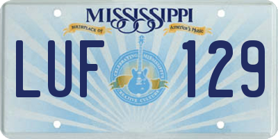 MS license plate LUF129
