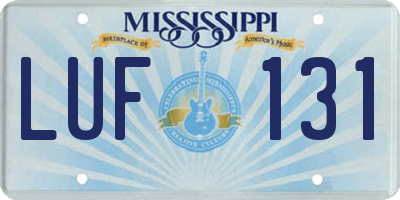 MS license plate LUF131