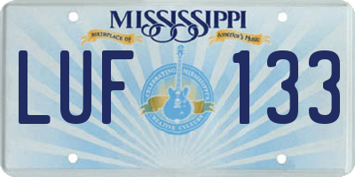 MS license plate LUF133